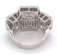 Exquisite Triple Cluster Diamond Ring with 18k Stamped White Gold Band