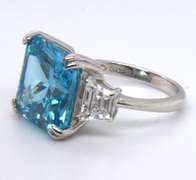 Sterling Silver Blue and White Cubic Zirconia Ring
