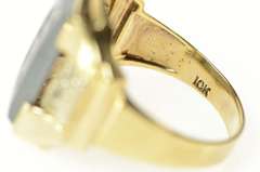 10K Yellow Gold Carved Hematite Intaglio Soldier Men's Retro Ring