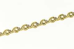 10K Yellow Gold Classic Diamond Wavy Link Simple Tennis Bracelet