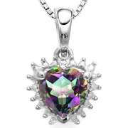 4/5 CT MYSTIC GEMSTONE & DIAMOND 925 STERLING SILVER PENDANT