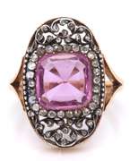 Antique Pink Faux Spinel and Rose Cut Diamond Ring