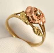 Sweet Tri-Color Rose Ring with Diamond