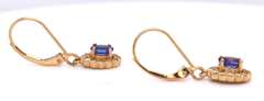 Charming Yellow Gold Tanzanite and Diamond Dangle Earrings