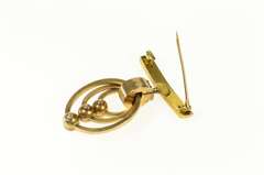 14K Yellow Gold Victorian Black Enamel Pearl Dangle Oval Pin/Brooch