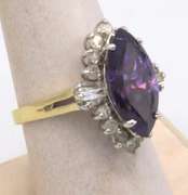 LADIES 14 KT GOLD AMETHYST AND DIAMOND RING