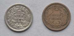 1869 S 1871 S Seated Half Dimes