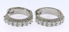 Trendy Sterling Silver Judith Ripka CZ Hoop Earrings