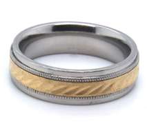 MENS 14K WHITE AND YELLOW GOLD BAND