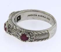 Sterling Silver 3-Stone-Ring with Red Gemstones