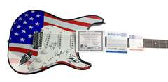 Rob Halford Band Autographed USA Flag Guitar