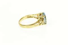 10K Yellow Gold Blue Topaz CZ Accent Classic Statement Ring