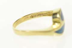 14K Yellow Gold Tear Drop Black Opal Inlay Bypass Statement Ring