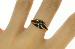 14K Yellow Gold Black Enamel K Letter Initial Retro Name Ring