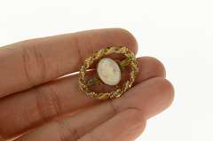 10K Yellow Gold Ornate Carved Lady Cameo Seed Pearl Twist Pin/Brooch