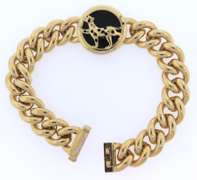 Powerful Yellow Gold Black Onyx Panther Bracelet