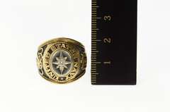 10K Yellow Gold United States Navy Diamond Ornate Military Ring