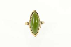 14K Yellow Gold Marquise Nephrite Victorian Statement Ring
