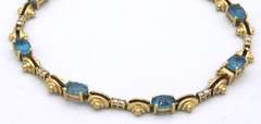 LADIES 14 KT YELLOW GOLD TOPAZ AND DIAMOND BRACELET