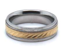 MENS 14K WHITE AND YELLOW GOLD BAND