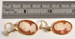 Vintage 14k Screwback Cameo Dangle Earrings