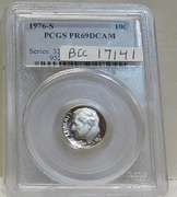 1976-S PRF Roos Dime PCGS PR-69-DCam