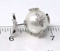 Sterling Silver Pearl Bee Earrings