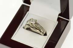 14K White Gold 1.63 Ctw Princess Diamond Engagement Set Ring