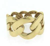 Contemporary Handmade Italian 14k Gold Curb Chain Ring