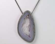 Precious Agate Necklace with Crystals & CZ Accents in Sterling Silver