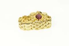 10K Yellow Gold Oval Ruby Diamond Accent Chain Band Ring