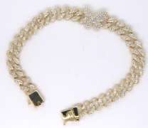 Sterling Silver CZ Curb Link Bracelet with Butterfly