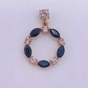 14kt Gold, Blue Sapphire, & Diamond Pendant