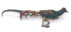 Sterling Silver Roadrunner Gemstone Brooch
