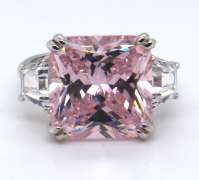 Pink and White Cubic Zircoani Ring