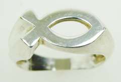 Vintage Sterling Silver Christian Fish Ring, 8.5