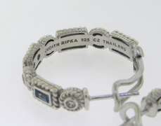 Judith Ripka Blue Topaz Diamonique Hoop Earrings