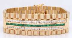 Outstanding Emerald and Diamond Rolex Style Men's Bracelet