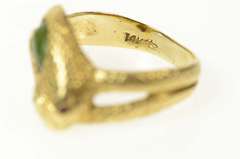14K Yellow Gold Retro Nephrite Ruby Eyed Snake Serpent Ring