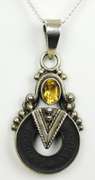 Sterling Citrine & 1945 India Coin Necklace