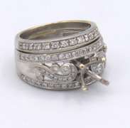 WOMENS 14 KT WHITE GOLD DIAMOND RING WEDDING SET
