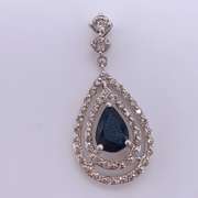 14kt Gold, Blue Sapphire, & Diamond Pendant