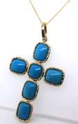 Powerful Turquoise Cross Pendant on Chain