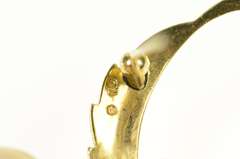 14K Yellow Gold Retro Mikimoto Pearl Leaf Swirl Statement Pin/Brooch