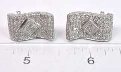 Sparkling Diamond Flooded Earrings in 18K White Gold