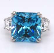 Sterling Silver Blue and White Cubic Zirconia Ring