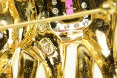 18K Yellow Gold 1.67 Ctw Ruby Diamond Ornate Elephant Pendant