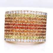 Strong Yellow Gold Sapphire and Diamond Wide Band