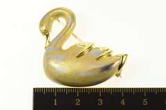 18K Yellow Gold Designer Ornate Tri Tone Swirl Swan Pin/Brooch