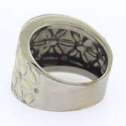 Fantastic White Gold White Enamel Flower Style Ring